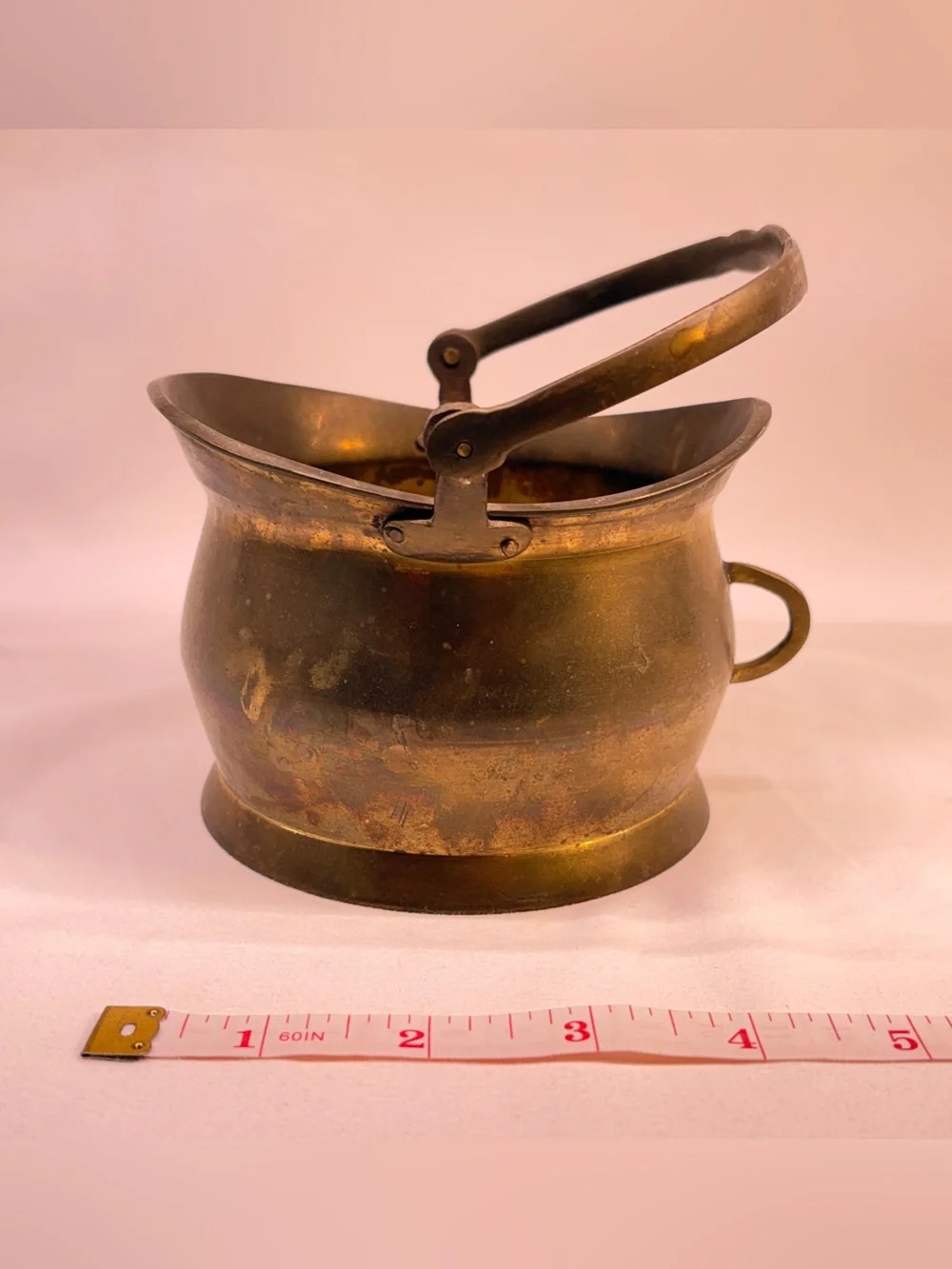 Vintage Mini Brass Coal Scuttle Bucket Fireplace Ash Hod Pot Planter Decor